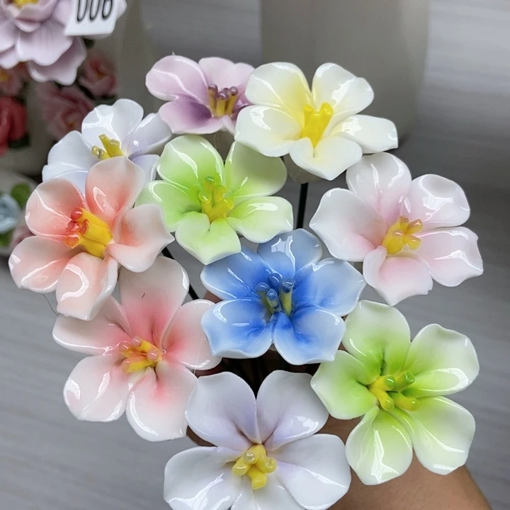 摆件手工制作陶瓷花樱花10朵