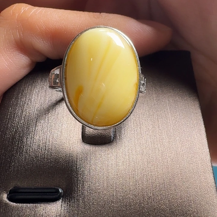 蜜蜡银S925镶嵌戒指戒指