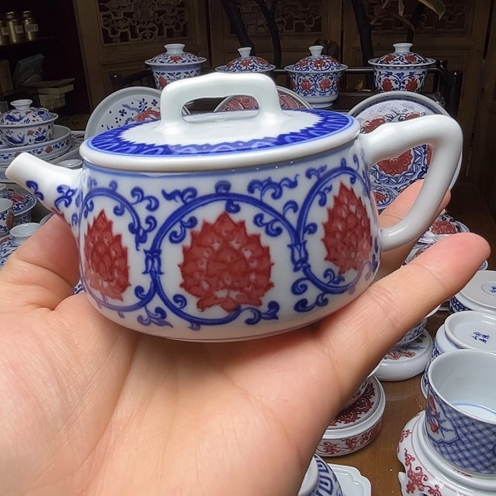 盖碗熙*爹青花釉里红汉瓦壶