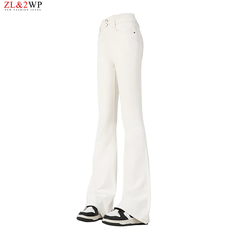 月光白微喇叭牛仔裤女高腰显瘦四面弹2025春夏新款休闲宽松百搭