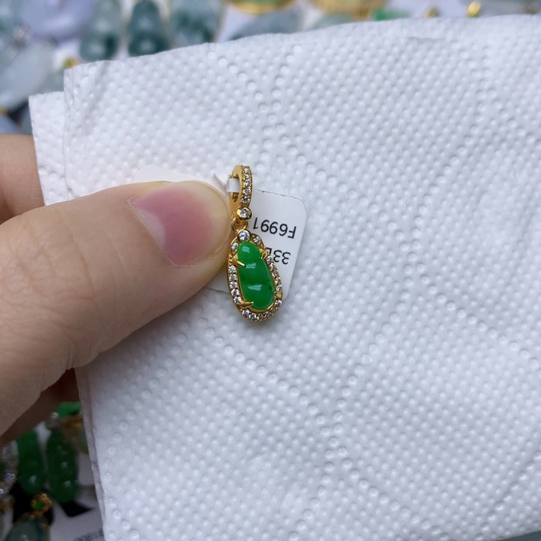 翡翠银S925镶嵌颈饰天然A货翡翠