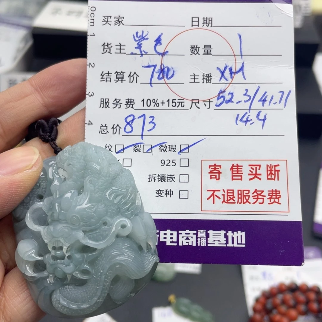 翡翠颈饰未镶嵌龙牌