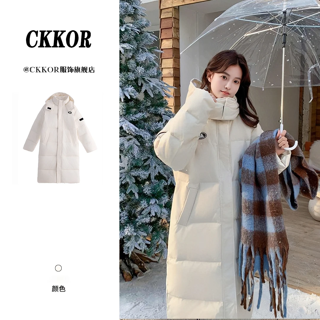 CKKOR冬季新款防寒保暖加厚长款过膝棉衣女百搭宽松休闲棉服外套