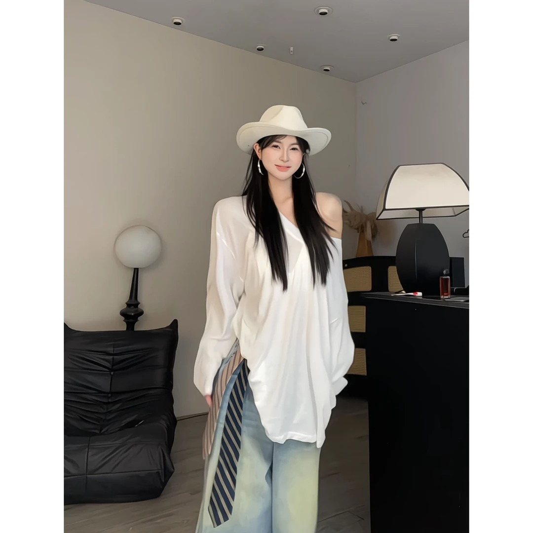 【土豆优选】随性松弛感V领长袖T