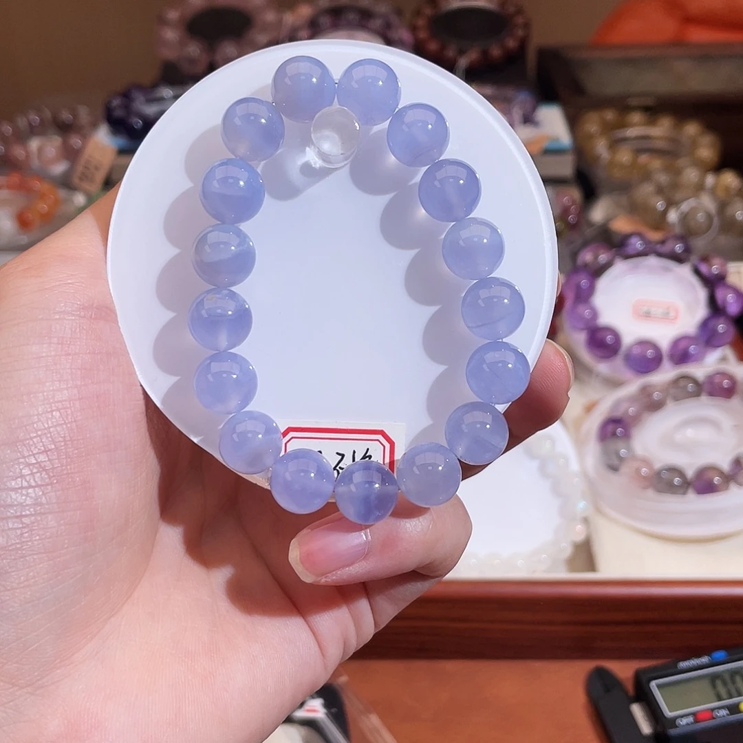 水晶手串未镶嵌蓝玉髓11m