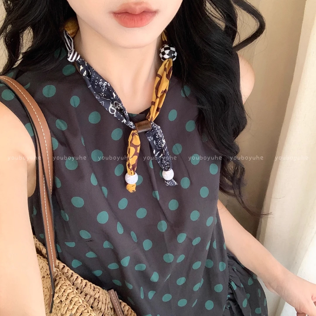 非金属布艺项链 趣味拼接可调节项链女锁骨链设计感多层缠绕配饰