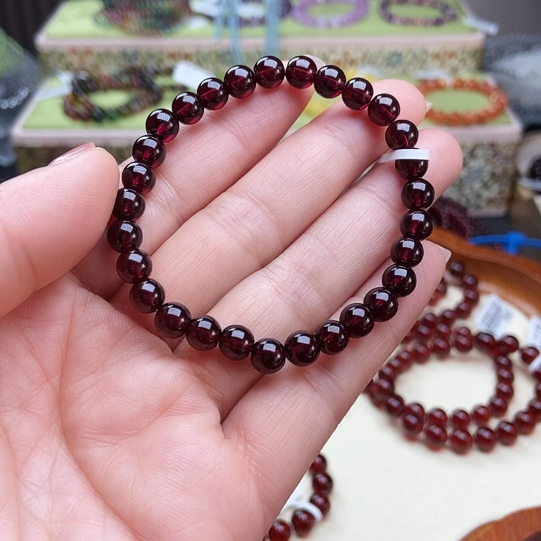 石榴石手链未镶嵌手串6.5