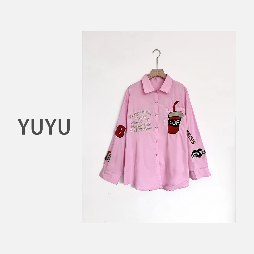 【漫花】精美重工刺绣设计感显瘦宽松洋气翻领衬衫.Y900