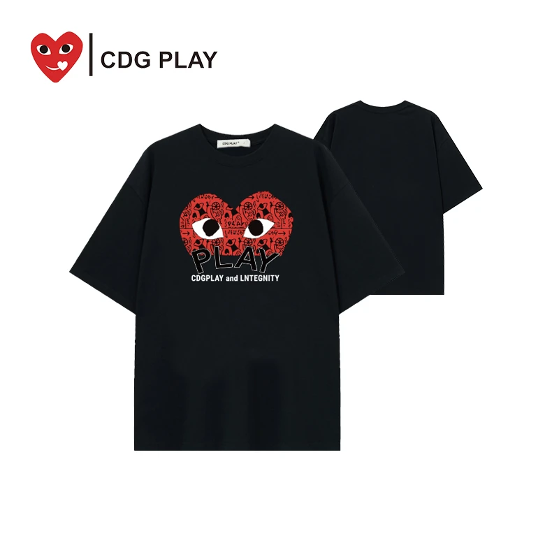 CDG PLAY满印爱心短袖2025夏季新款情侣印花T恤