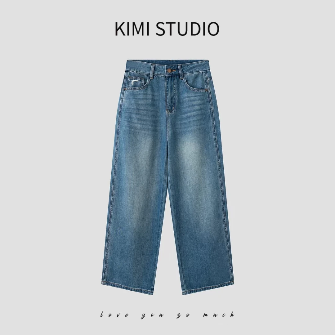 水洗磨白薄款九分裤清爽夏季莱赛尔棉高腰牛仔裤（送腰带）SS251345