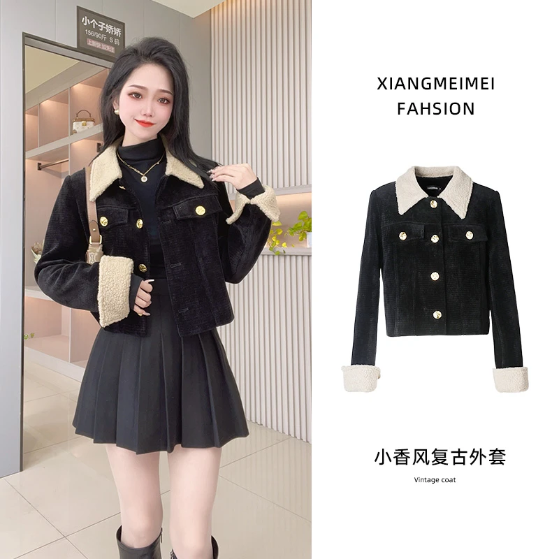 法式小香风短款外套女春秋款2024新款小个子高级感赫本风西装上衣