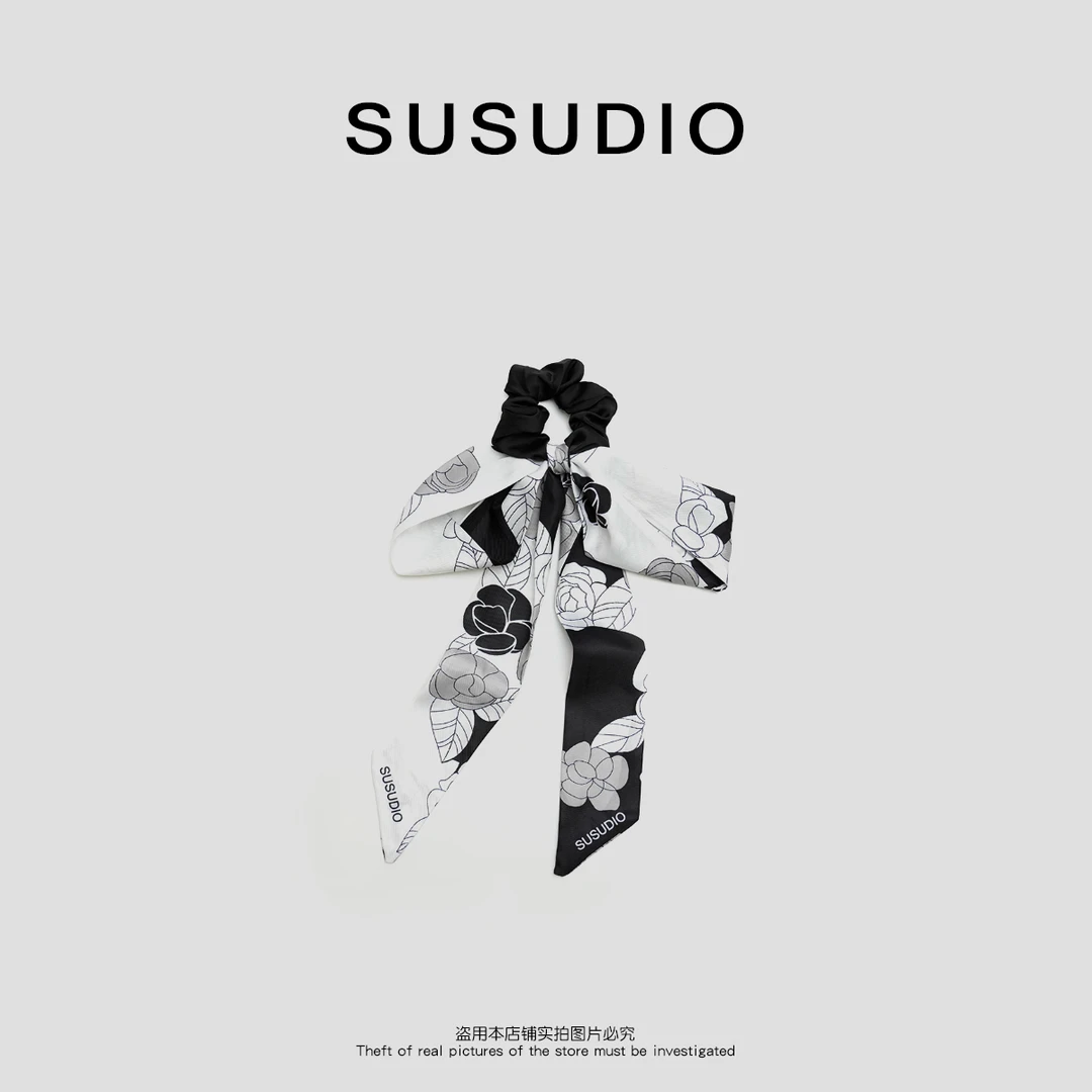 SUSUDIO  新款法式墨画国风飘带发圈气质高级感轻奢小众头绳20050