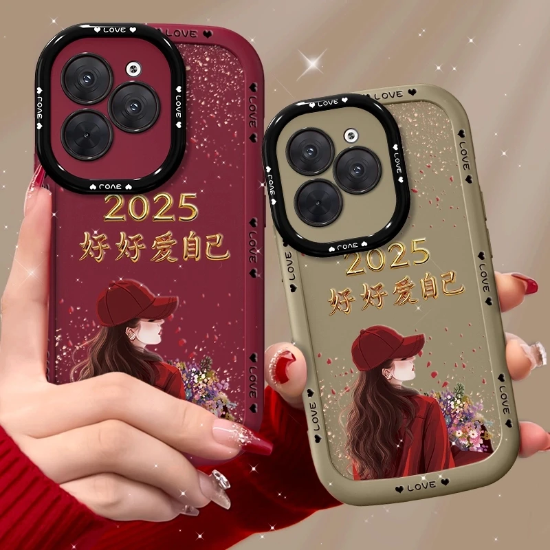 适用荣耀60se手机壳捧花爱自己泡芙壳硅胶软壳镜头全包保护套