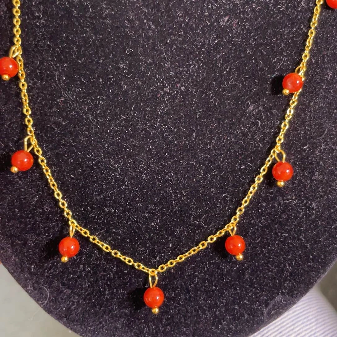 银S925镀金镶嵌手链南红玛瑙