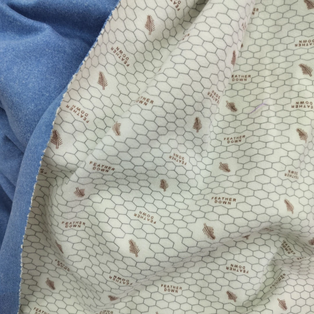 蓝色羽毛自发热德绒布料