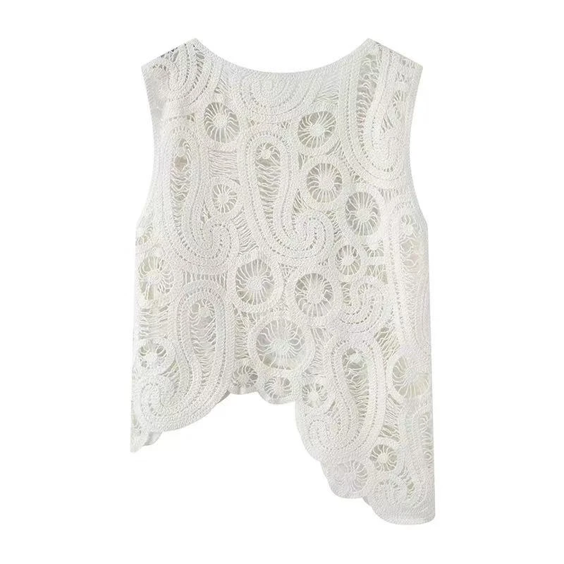 【韩丝妍2025夏】夏季新款无袖镂空针织衫韩丝姸工厂店1043