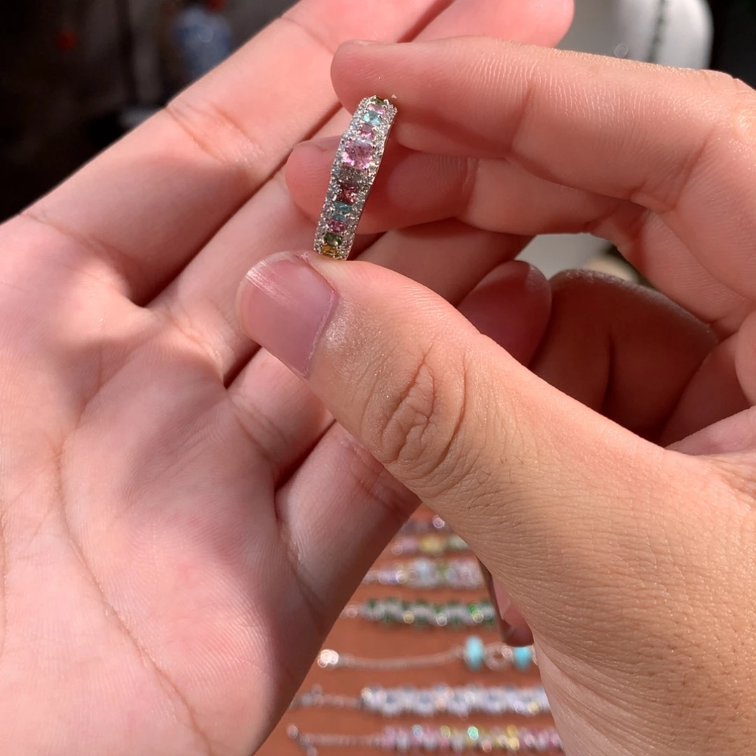 碧玺戒指银S925镶嵌