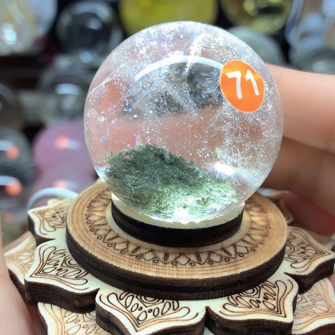 水晶未镶嵌珠宝半成品绿幽灵山42