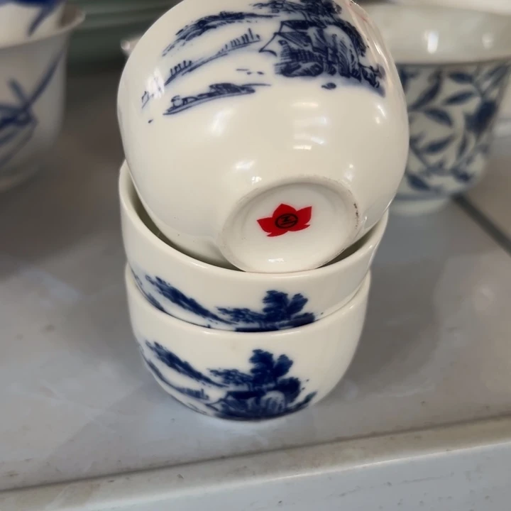 杯红叶陶瓷三个小缸杯