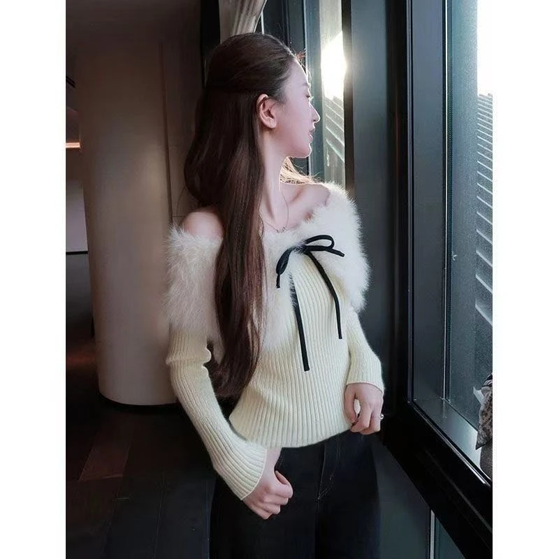 La Chapelle/拉夏贝尔秋冬款上衣白色秋冬慵懒氛围感时尚气质减龄