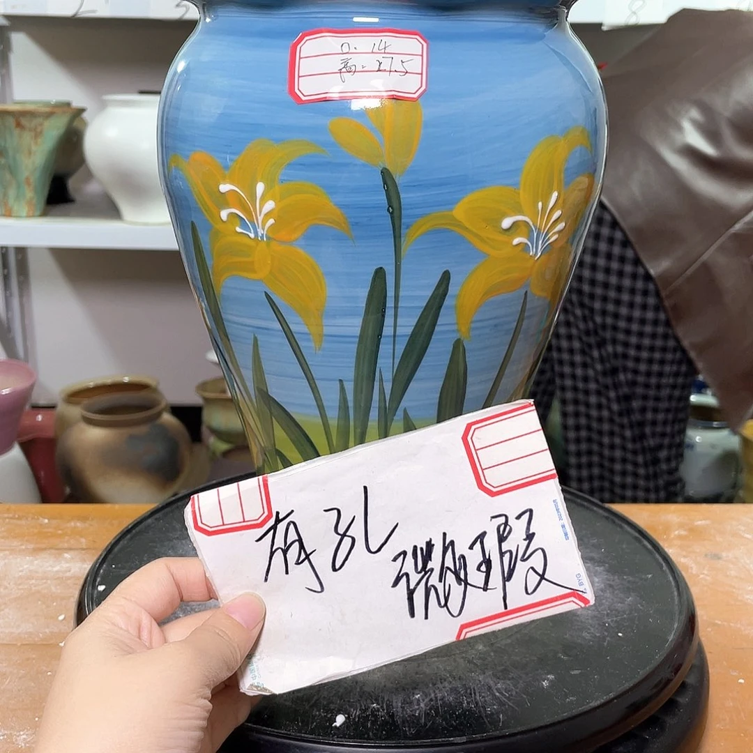 景德镇陶瓷高温花盆口14高27.5