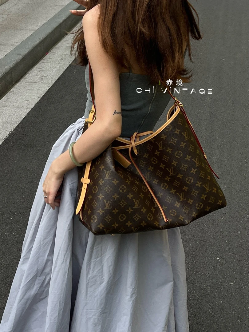 95新 LouisVuitton/路易威登 6272 老花carryall单肩包中号芯片款