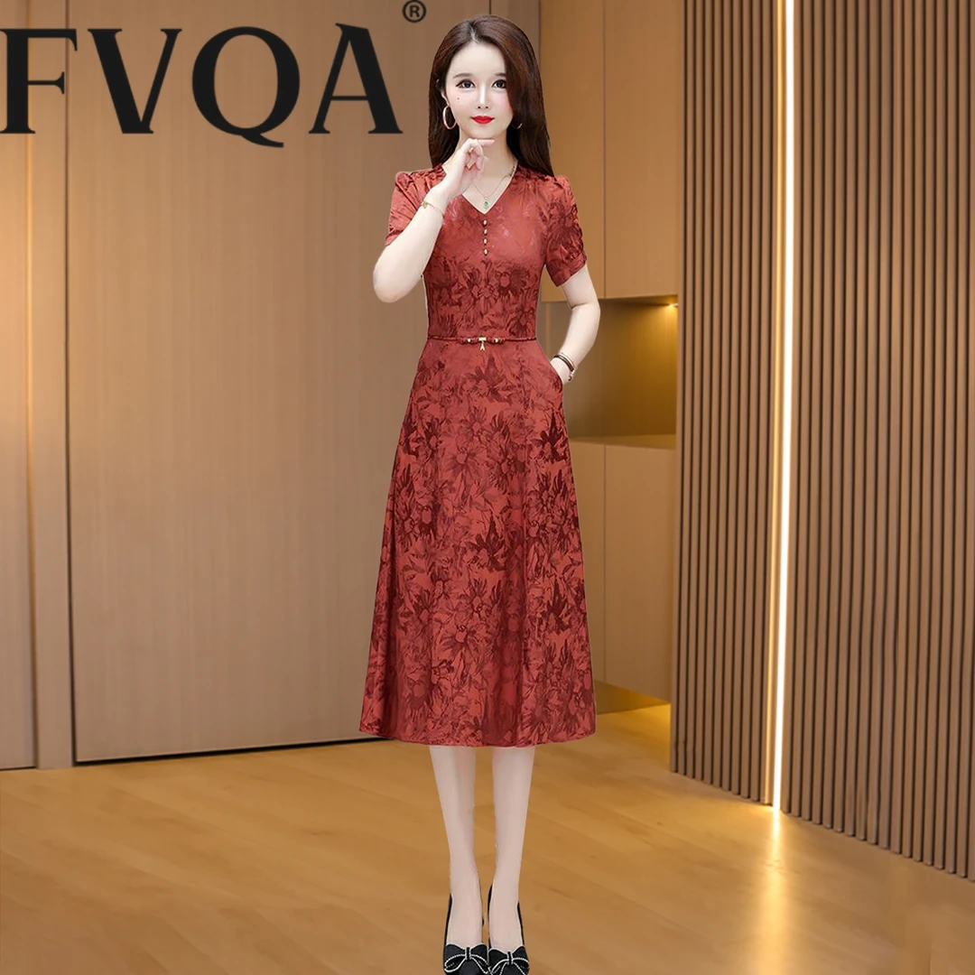 FVQA夏季红色高端旗袍连衣裙显瘦遮肚子旗开得胜高级感轻奢小众