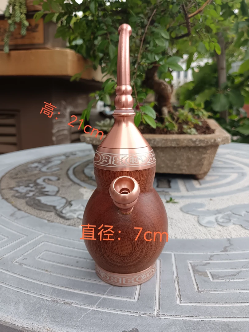 沙比利葫芦造型云南水烟斗高档实木过滤水烟具,高:21cm~直径7cm
