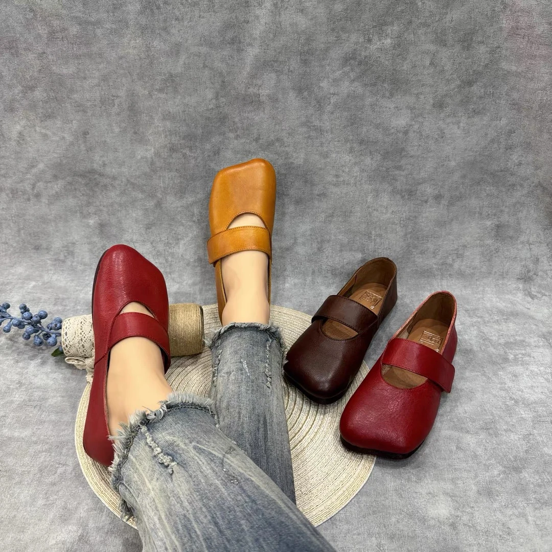 8318-39春夏新款真皮玛丽珍单鞋平底鞋休闲百搭时尚女鞋