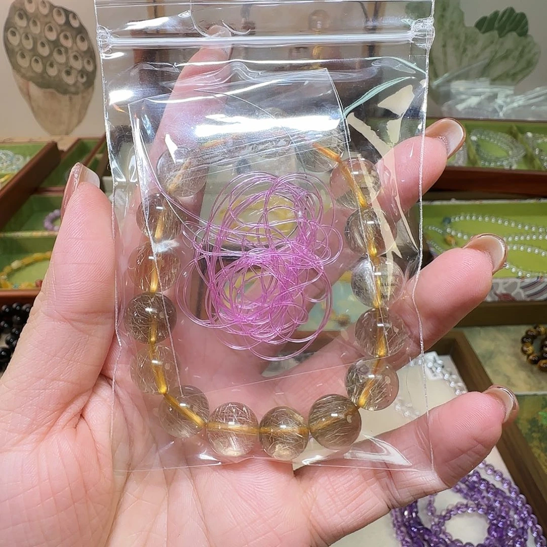 天***子手串水晶未镶嵌天然金发晶单圈