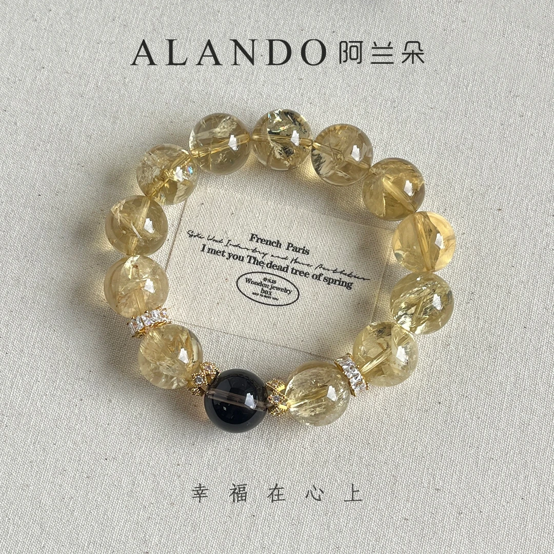 Alando/阿兰朵 S0090 铂金黄阿赛 水晶手串 （14-15mm)