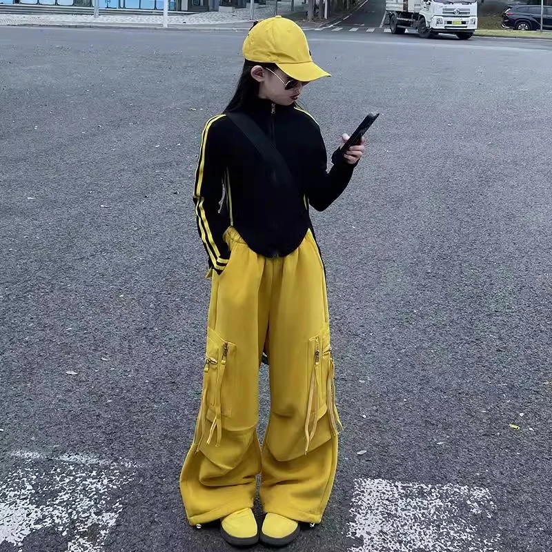 女童春装套装街舞爵士中大童春季美式辣妹风工装长裤休闲两件套潮