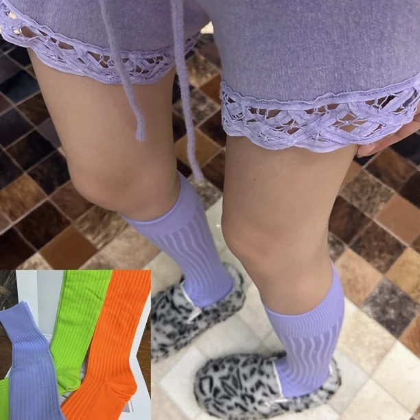 净版彩色小腿袜及膝袜百搭高级轻奢品质ins设计师穿搭街拍网红