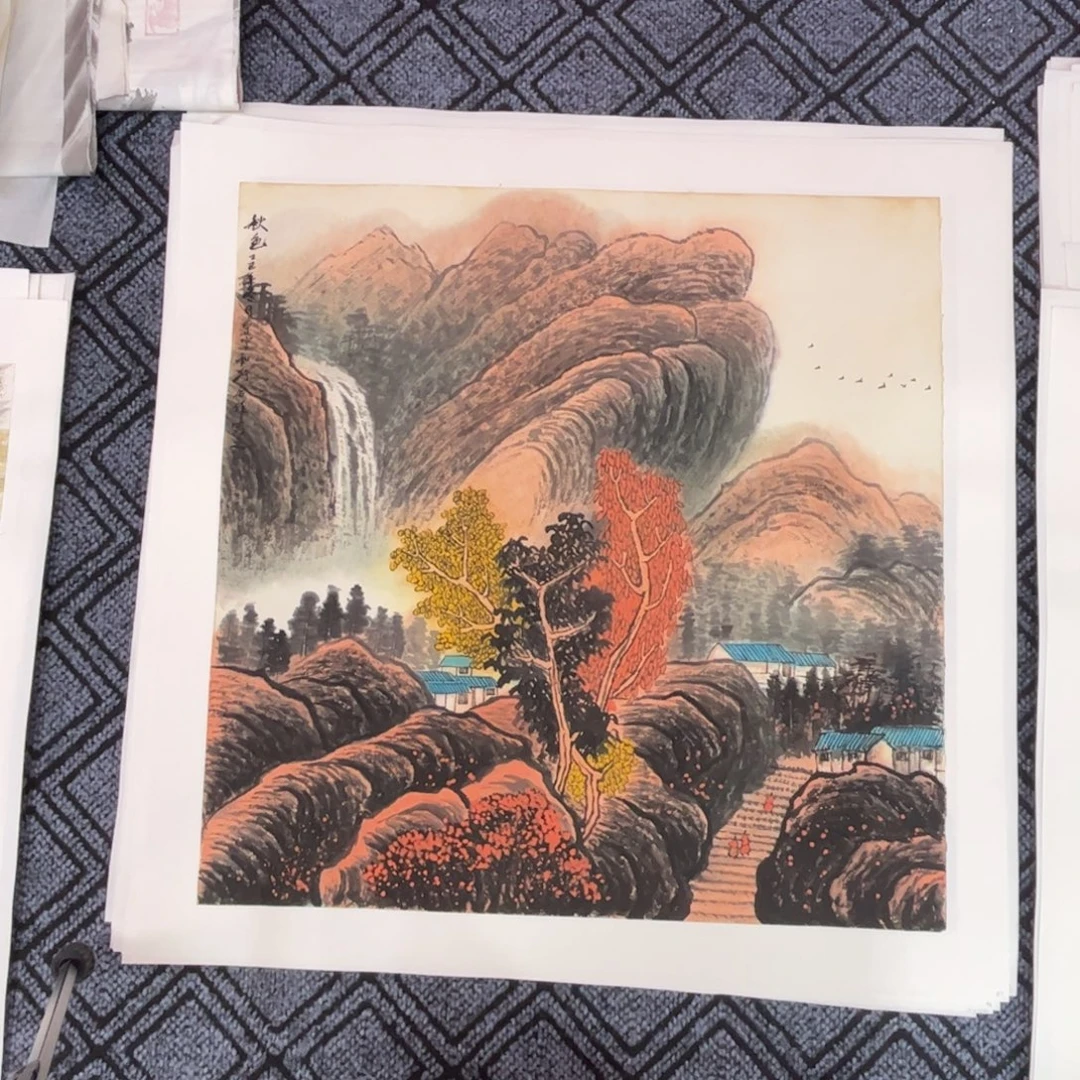 国画四尺斗方山水m