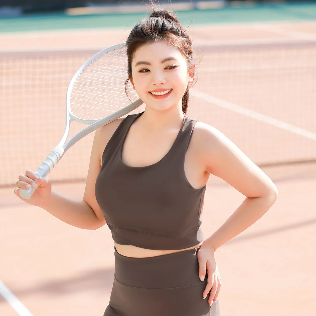 MsShe大码女装2025运动内衣健身跑步U领瑜伽背心M2503045