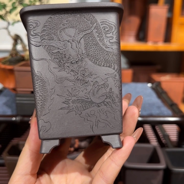 花***痴紫砂花盆全手工制作