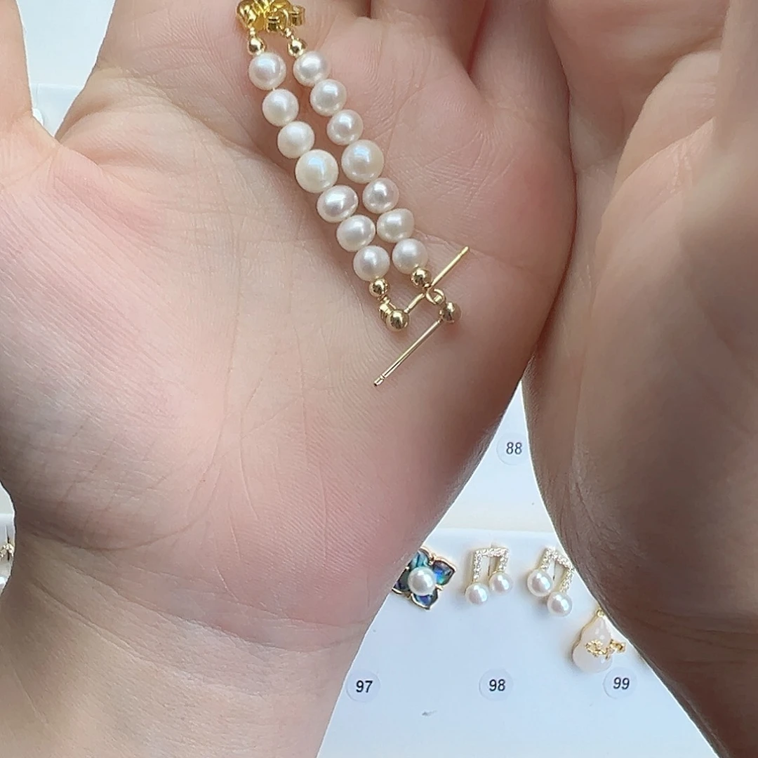 银S925镶嵌淡水珍珠耳饰