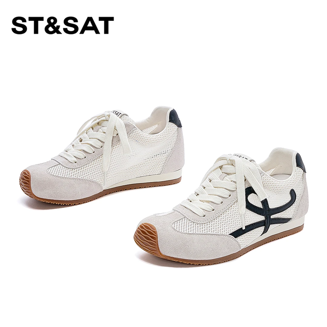 St&Sat/星期六2025年新款阿甘鞋厚底网面休闲鞋软底时尚运动女鞋