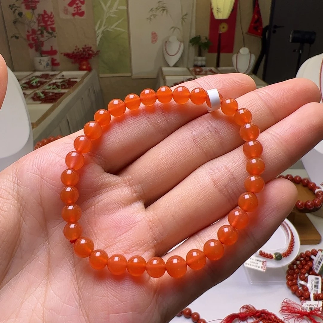 南红玛瑙未镶嵌瓦西南红柿子红手串5mm