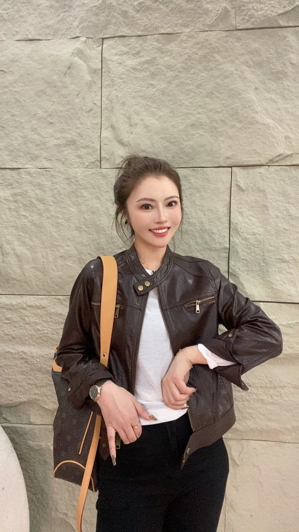 （复古浪潮）2025秋季显瘦夹克短皮衣外套86010