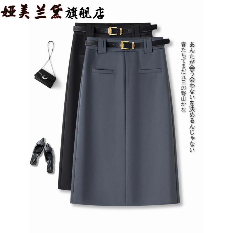 高级灰色半身裙女夏季2025新款高腰a字一步西装裙开叉直筒包臀裙