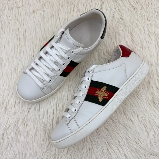 99新 GUCCI/古驰 ACE 刺绣小蜜蜂板鞋 35码 公价7.6k 70154