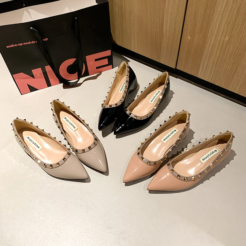 内增高夏季铆钉单鞋尖头法式鞋女时尚低跟气质百搭网红女鞋A11-3