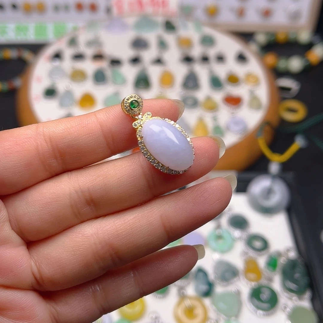 【闪购商品】翡翠颈饰银S925镶嵌吊坠