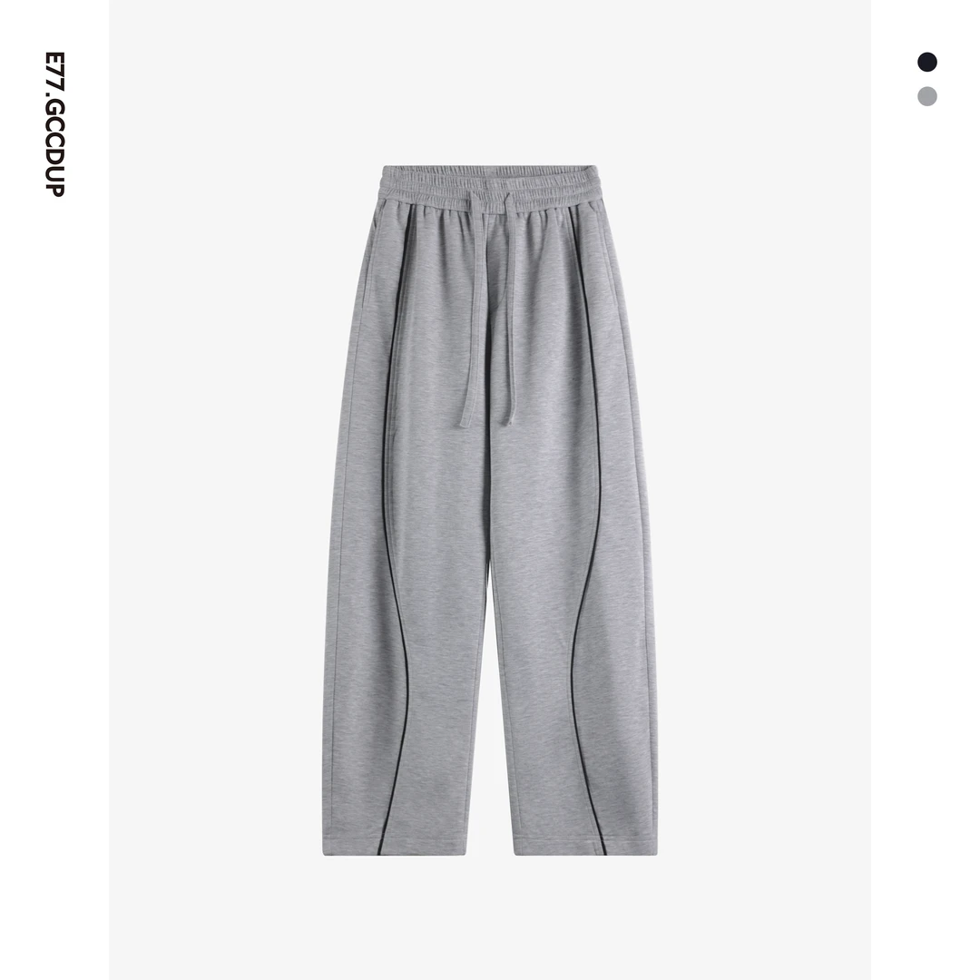 春秋新款潮明线简约休闲宽松时尚百搭设计男女同款长裤18681