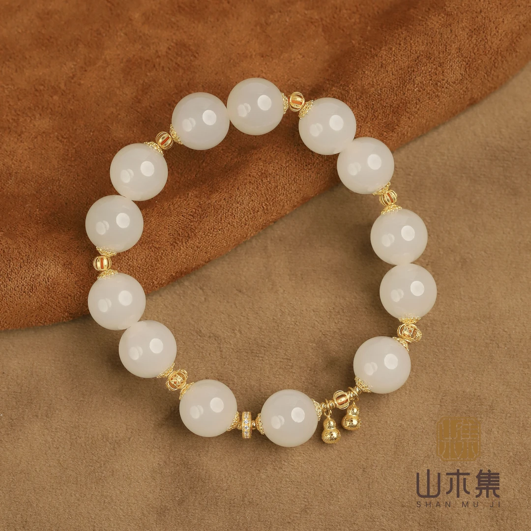 【福果】（18K金）蜂蜜水和田玉1.2单圈手串￥￥【山木集】（多样性）