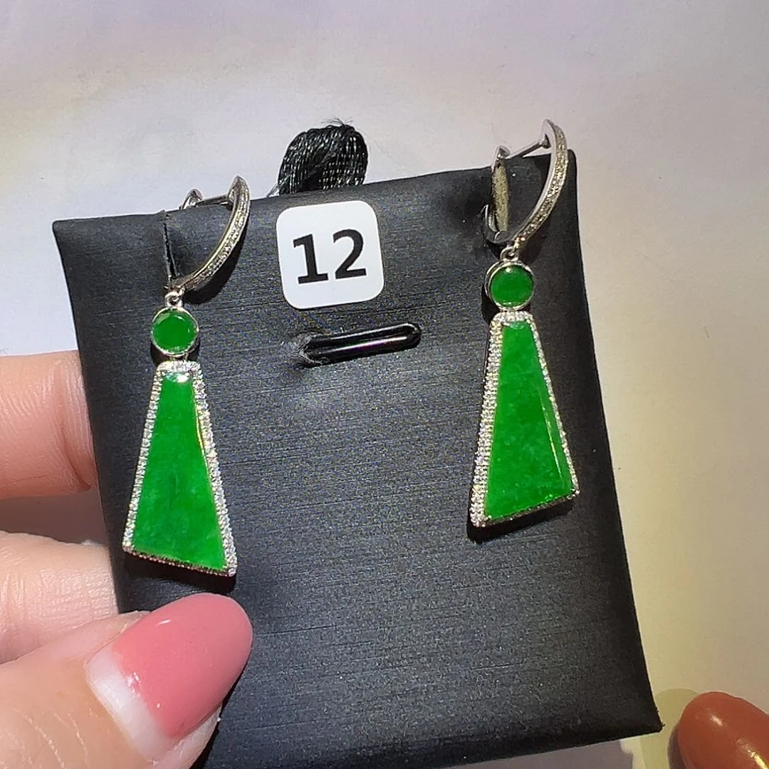 翡翠耳饰18K金镶嵌耳环