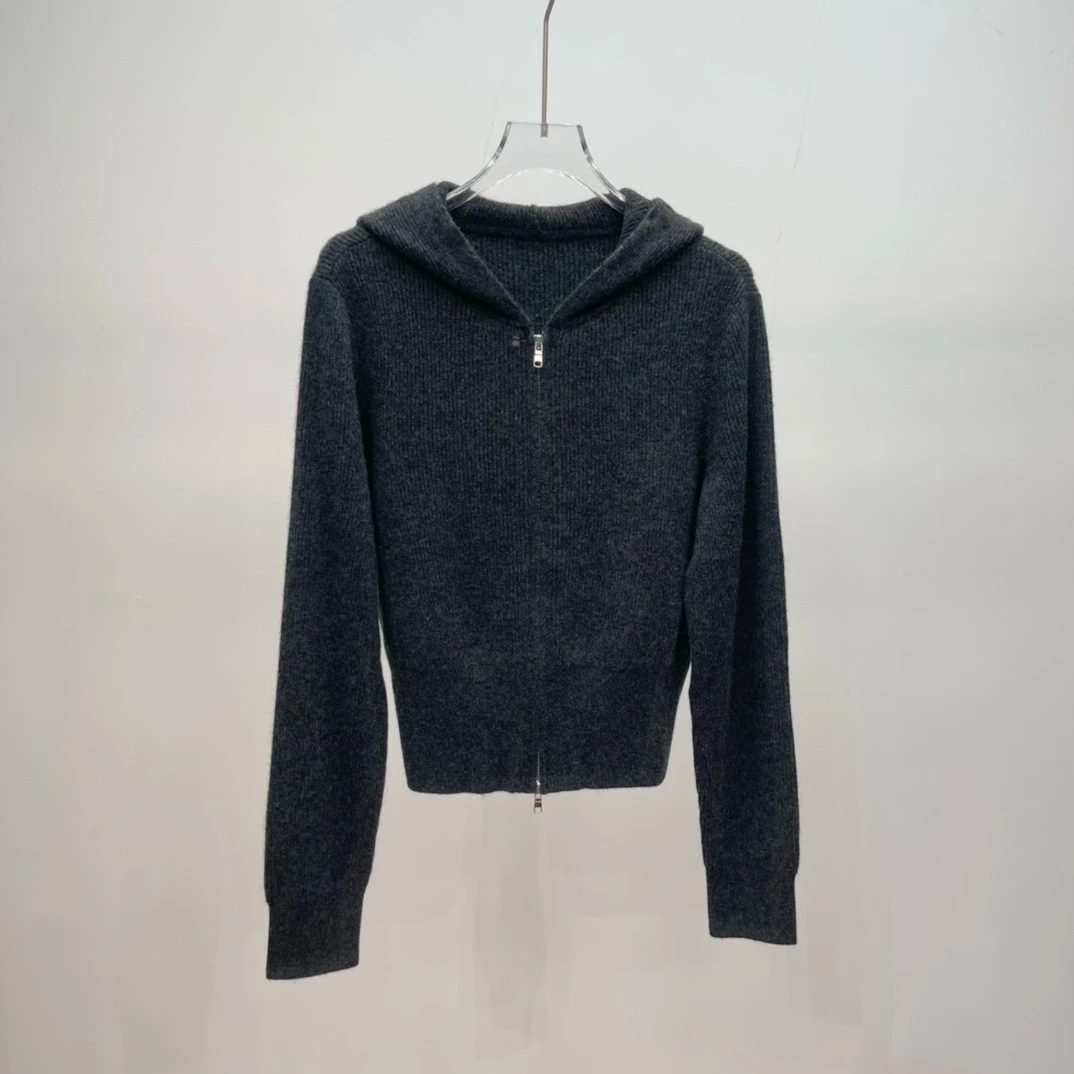 艾家24年新款连帽针织拉链开衫新8019