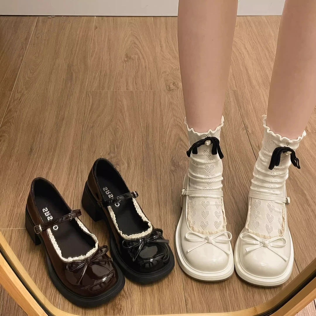 法式复古玛丽珍小皮鞋女2025春夏季新款外穿百搭蝴蝶结单鞋配裙子
