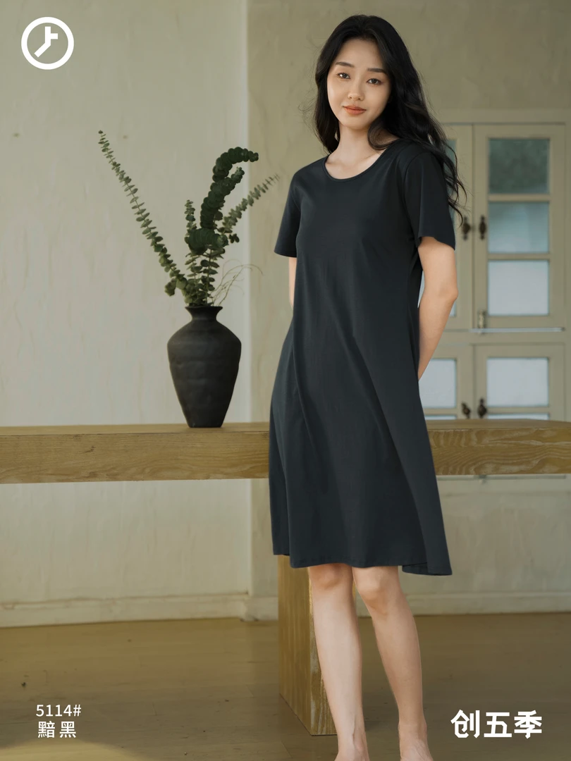 创五季女士休闲舒适睡裙夏季睡衣